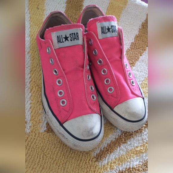 Shoes - Converse All Star Hot Pink  Slip-On Sneakers Cute Size 6.5 Women's